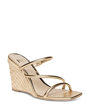 Paige Stacey Metallic Three-band Wedge Espadrilles In Gold