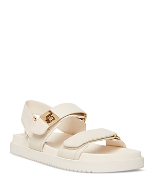 Steve Madden Mona Womens Leather Adjustable Slingback Sandals In Bone Leather
