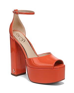 Sam Edelman Kori Ankle Strap Peep Toe Platform Sandal In Tangelo