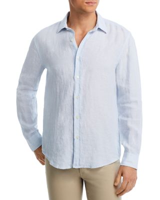The Men's Store at Bloomingdale's - Yarn-Dyed Standard Fit Linen Shirt in Mermaid - Exclusive