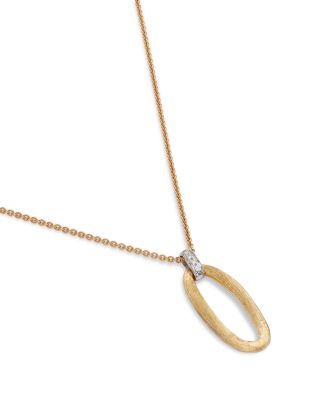 18K White & Yellow Gold Jaipur Diamond & Textured Link Drop Pendant Necklace, 16.5-18"