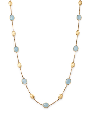 Shop Marco Bicego 18k Yellow Gold Siviglia Aquamarine Beaded Collar Necklace, 16.5-18l In Blue/gold