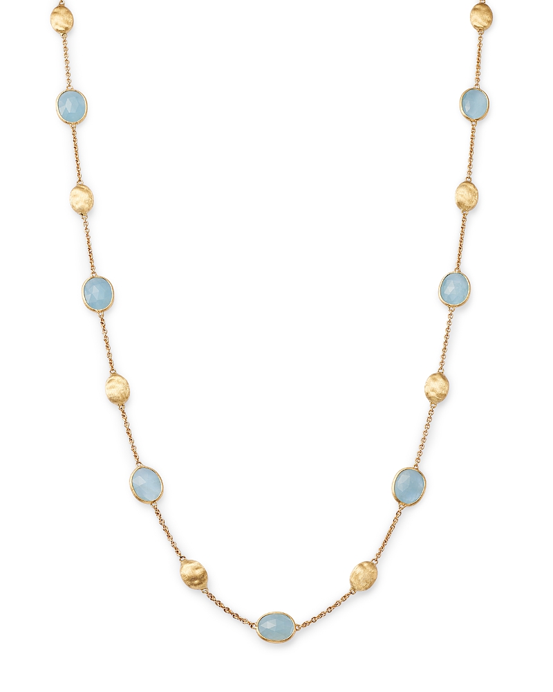 Marco Bicego Siviglia Aquamarine Station Necklace In Blue/gold