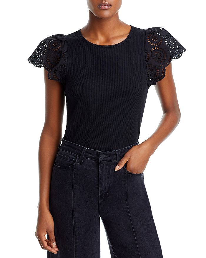 Aqua ruffled clearance lace top