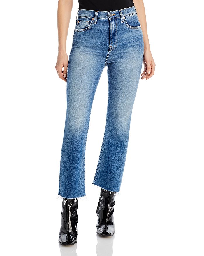 7 For All Mankind High Rise Cropped Kick Flare Jeans In Lyme