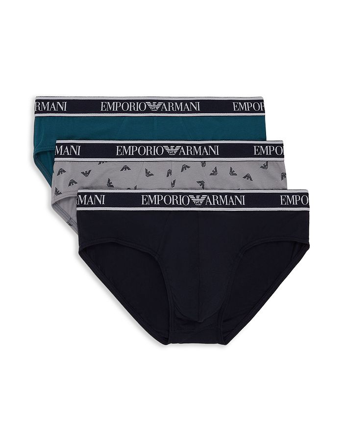 Emporio Armani Armani Cotton Blend Logo Waistband Briefs, Pack of 3 ...