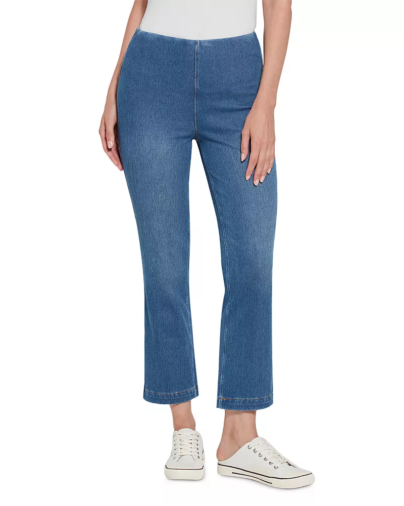 Lysse High Rise Ankle Baby Bootcut Jeans in Mid Wash