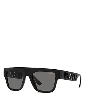 Shop Versace Square Sunglasses, 53mm In Black/gray Polarized Solid