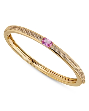 Nadri Tennis Pave Hinge Bangle Bracelet In Pink/gold