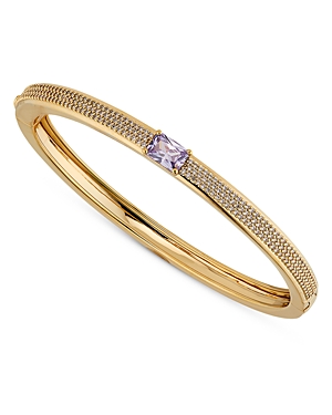 Nadri Tennis Pave Hinge Bangle Bracelet In Purple/gold