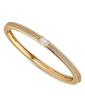 Shop Nadri Tennis Pave Hinge Bangle Bracelet In White/gold