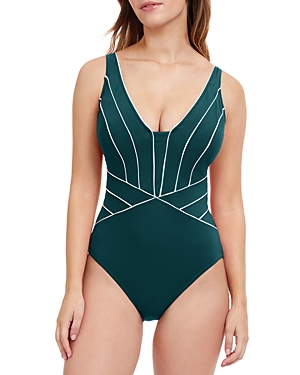 Profile by Gottex Line Up V Neck One Piece Swimsuit