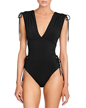 Robin Piccone Aubrey V-neck One-piece Swimsuit In Black