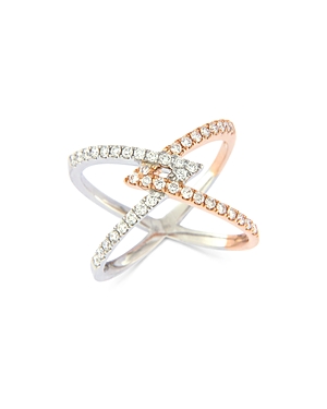 Bloomingdale's Diamond Crossover Ring In 14k White And Rose Gold, 0.42 Ct. T.w. - 100% Exclusive In White/rose Gold