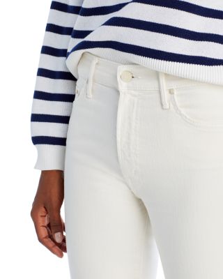 The Insider High Rise Crop Step Fray Bootcut Jeans in Cream Puff