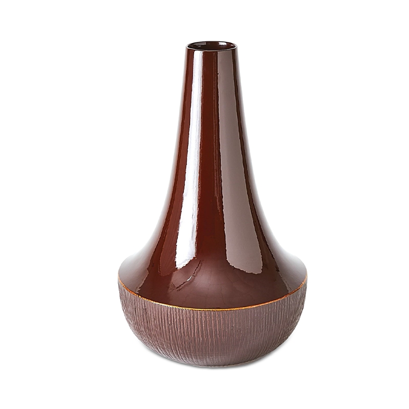 Global Views Striped Flair Small Vase, Garnet
