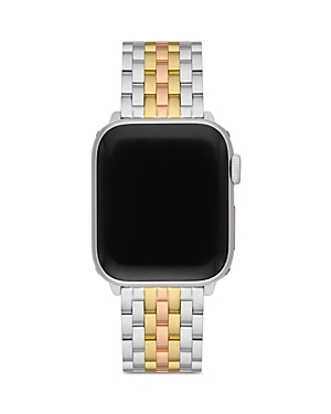 Shop Michele Apple Watch Tri-tone 18k Gold-plated Bracelet, 38-49mm In Silver/gold