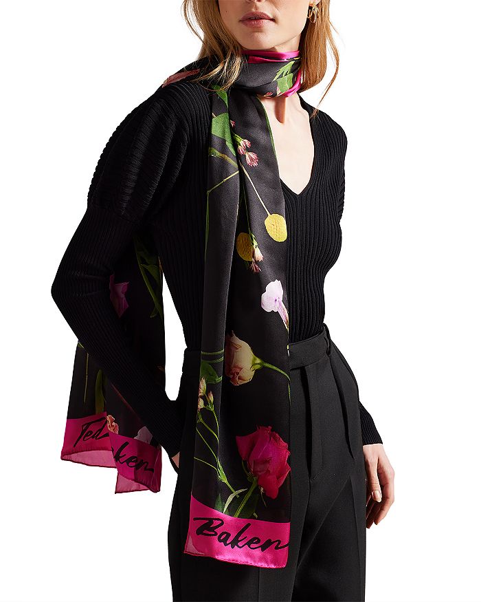 Ted Baker Amiie Floral Printed Long Silk Scarf