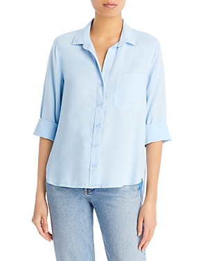 Bella Dahl Long Sleeve Button Down Top In Blue Oasis