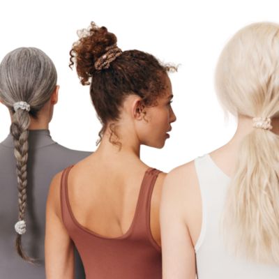 Pure Silk Back to Basics Skinny Scrunchies in Silver, Set of 4