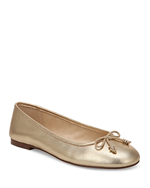 Shop Sam Edelman Women's Felicia Luxe Emblem Bow Ballet Flats In Gold Leaf