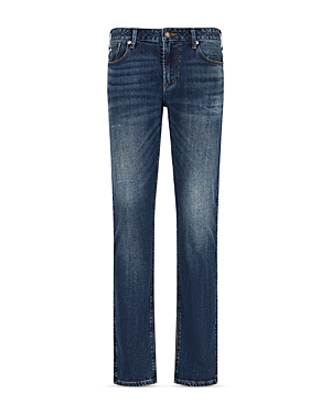 Shop Armani Collezioni Slim Fit Jeans In Solid Dark
