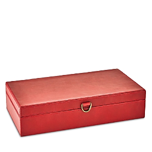 Global Views Marbled Leather D Ring Box in Deep Red, Large