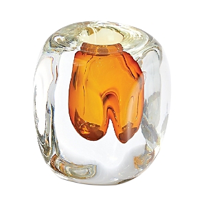 Shop Global Views Square Vase In Amber In Orange