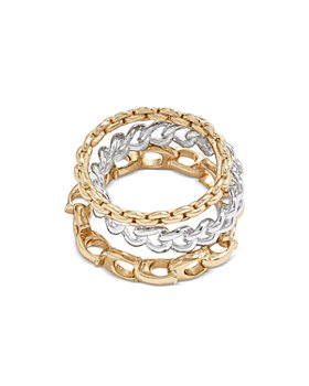 COACH - Signature Chain Two-Tone Brass Slip-On Ring Set 