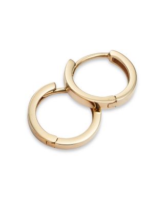 14K Yellow Gold Extra Small Polished Flat Huggie Hoop Earrings