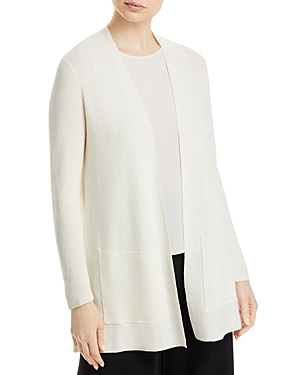 Eileen Fisher Long Open Cardigan In Ivory