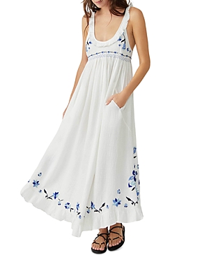 FREE PEOPLE MAGDA COTTON EMBROIDERED MAXI DRESS