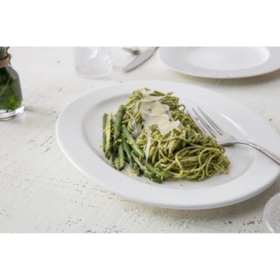 Amanda White Embossed Oval Platter, 14"