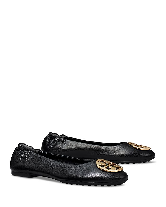 Tory burch black best sale and white flats