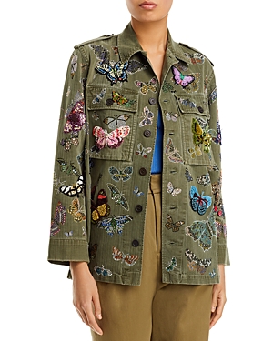 LIBERTINE MILLIONS OF BUTTERFLIES EMBELLISHED MILITARY JACKET
