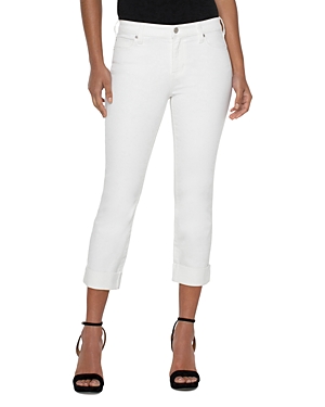 LIVERPOOL LOS ANGELES CHARLIE CUFFED MID RISE CROPPED SLIM JEANS IN BONE WHITE