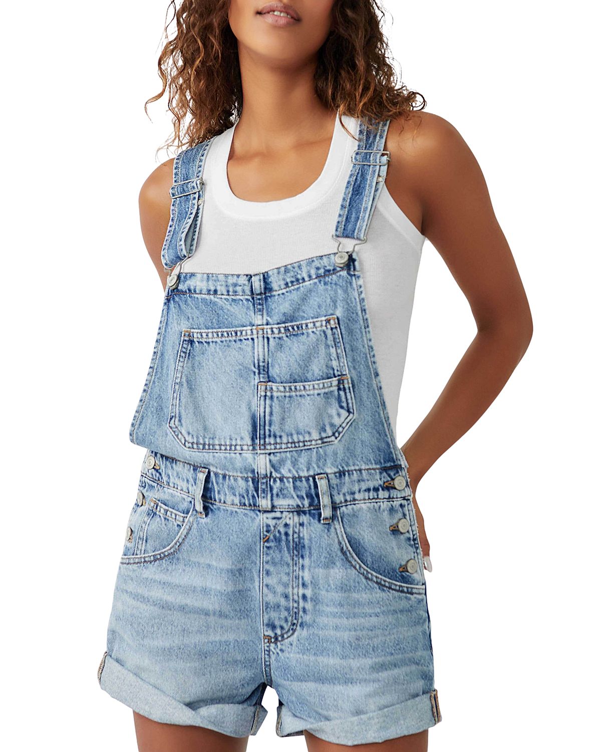 Free People We The Free Ziggy Cotton Denim Romper