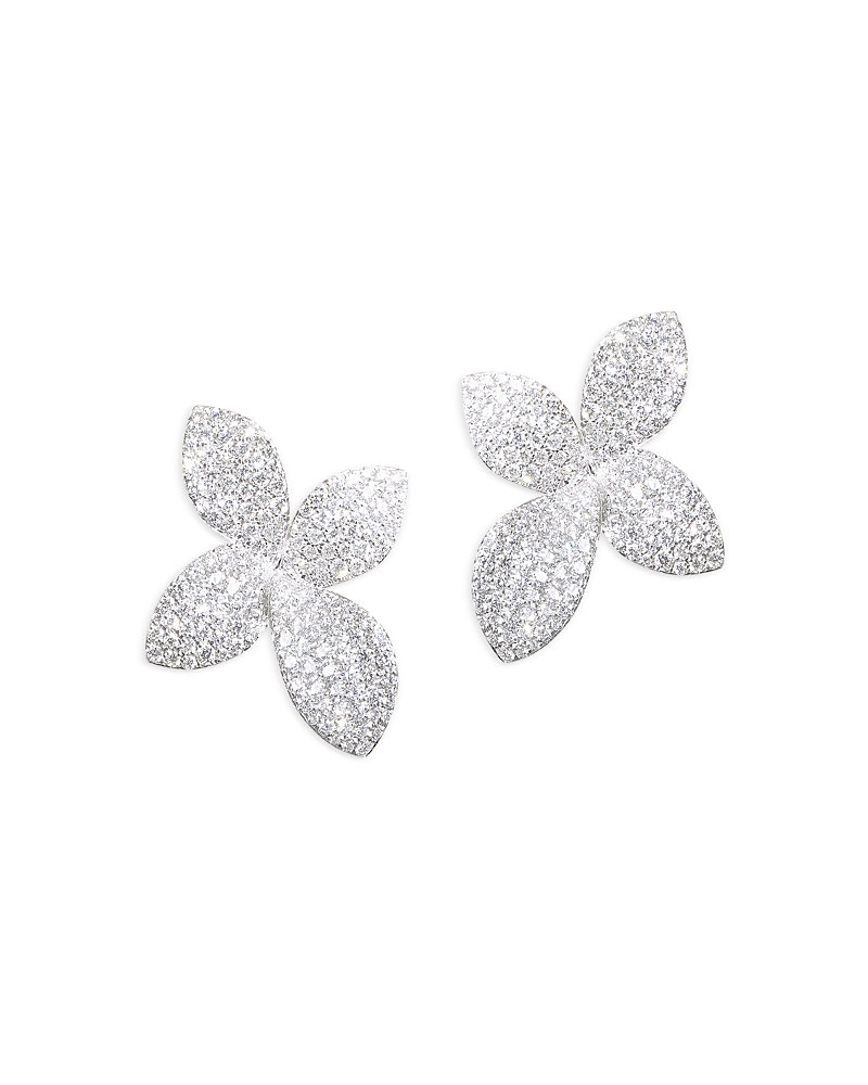 Pasquale Bruni 18k White Gold Giardini Segreti Small Flower Diamond Earrings In White