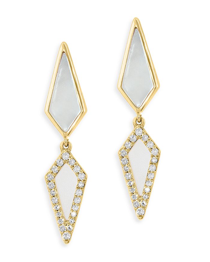 Bloomingdale's Mother of Pearl & Diamond Drop Earrings in 14K Yellow