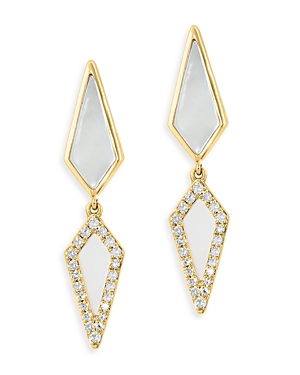 Bloomingdale's Mother Of Pearl & Diamond Drop Earrings In 14k Yellow Gold - 100% Exclusive In White/gold