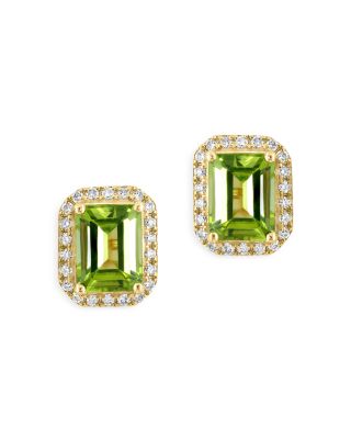 Bloomingdale's Fine Collection Peridot & Diamond Stud Earrings in 14K Yellow Gold - Exclusive
