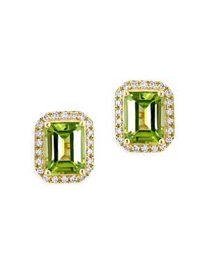 Bloomingdale's Peridot & Diamond Stud Earrings In 14k Yellow Gold - 100% Exclusive In Green/white