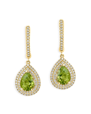 Photos - Earrings Bloomingdale's Peridot & Diamond Pear Drop  in 14K Yellow Gold - 1