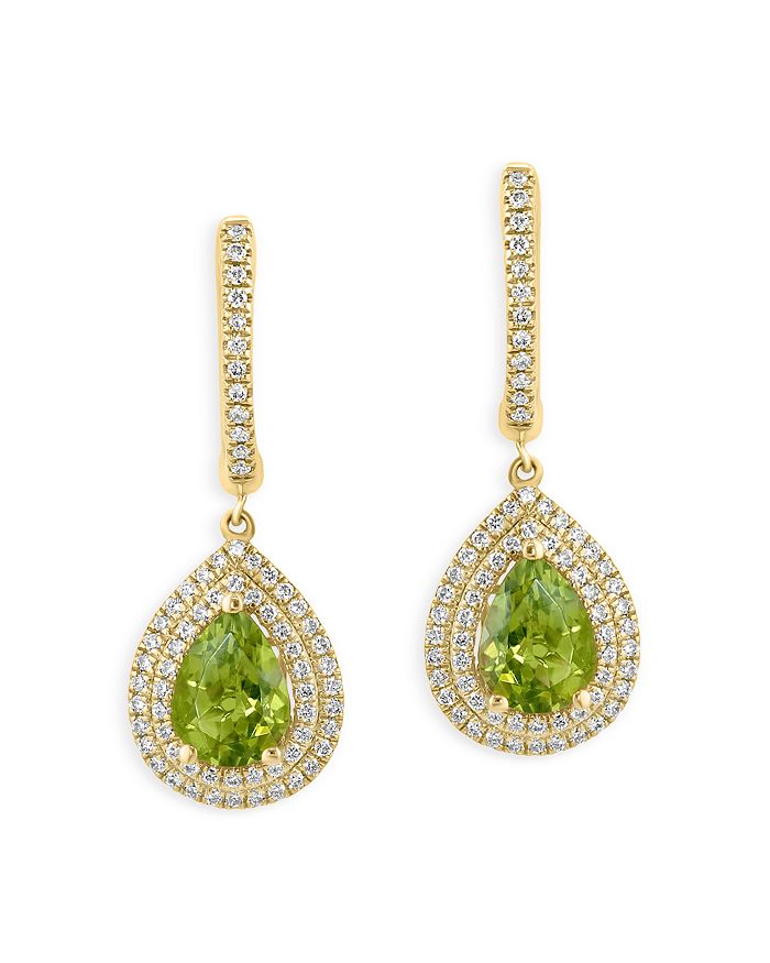 Bloomingdale's - Peridot & Diamond Pear Drop Earrings in 14K Yellow Gold - 100% Exclusive