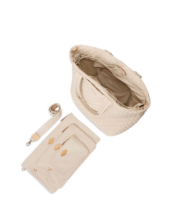 Mz Wallace Large Metro Deluxe Quilted Tote Bag In Buff/light Gold