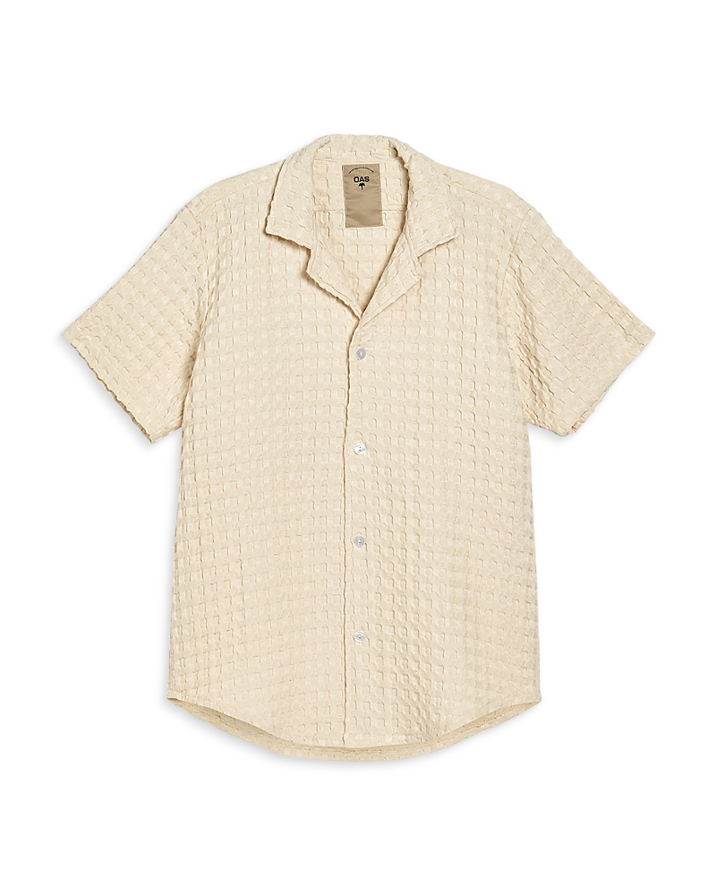 Oas Waffle Short Sleeve Camp Shirt In Off White