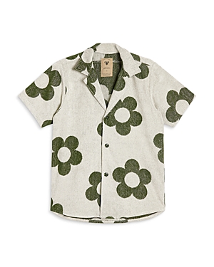 Shop Oas Meadow Terry Short Sleeve Camp Shirt In Green