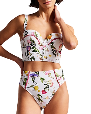 Fruitig Mening sextant Ted Baker Royella Floral Print Longline Bikini Top In White | ModeSens