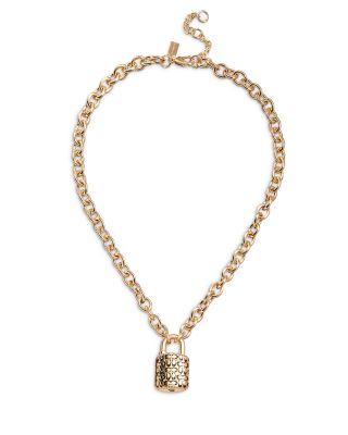 Logo Padlock Chain Necklace, 17"