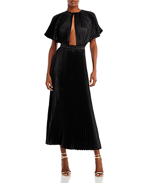 L'idée Theatre Pleated Cutout Midi Dress In Noir